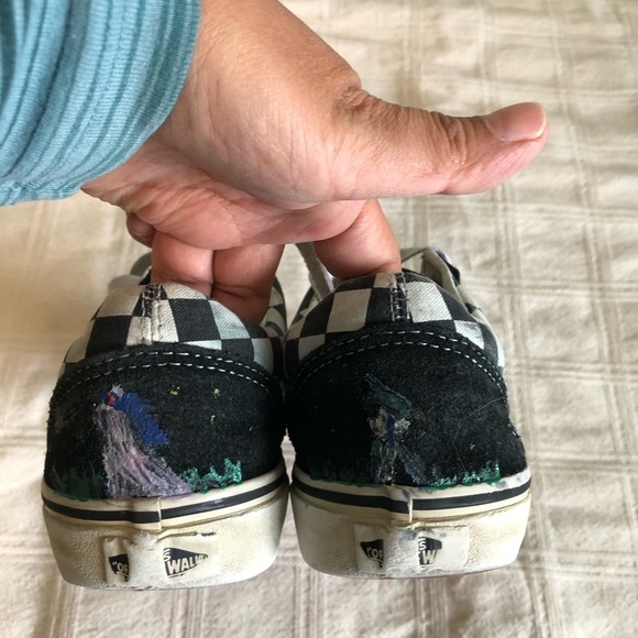 Vans  checkered hand painted mushrooms Women 7.5 - Picture 4 of 8
